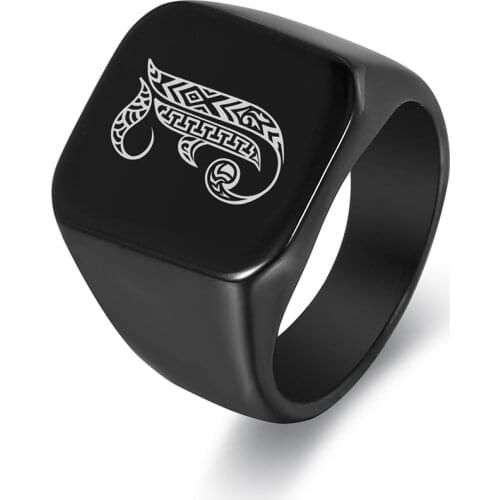 Trendsmax 18mm 316L Stainless Steel Signet Rings for Men Boys Personalized Letter Initial Punk Finger Jewelry HR440