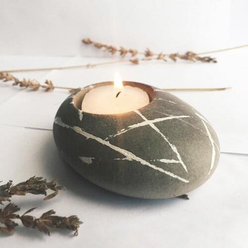 Cobblestone Candlestick Silicone Mold Concrete Succulents Flowerpot Mold Handmade Pebble Cement Candle Holder Desktop Decor Tool
