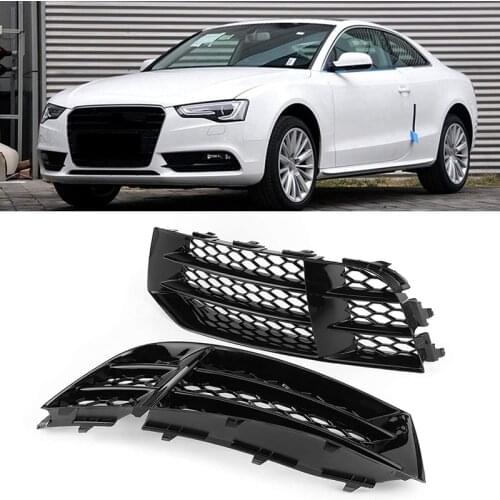 Front Bumper Fog Light Grilles Honeycombs Mesh Cover For- RS5 B8.5 2013 2014 2015 2016 Fog Lamp Cover