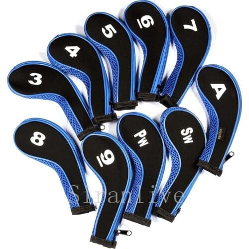 10 Pcs / Set Rubber Neoprene Golf Head Irons Cover with Zipper Long Neck for Mens 2019 Apex ,P790 ,P770 , P760 ,Irons