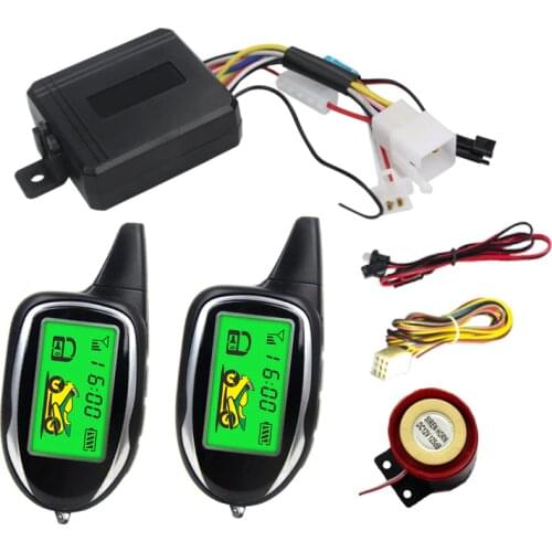 BANVIE 2 Way Anti-theft Motorcycle Security Alarm System Two LCD Transmitters Remote Engine Start Motion Sensor & Shock Sensor