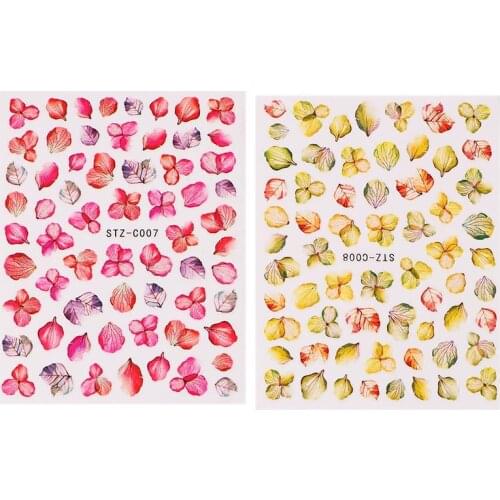 INS Trendy Colorful Flower Leaves Series Nail Sticker 3D Dry Flower Lavender DIY Nail Art Decals Charming Romantic Rose Sticker