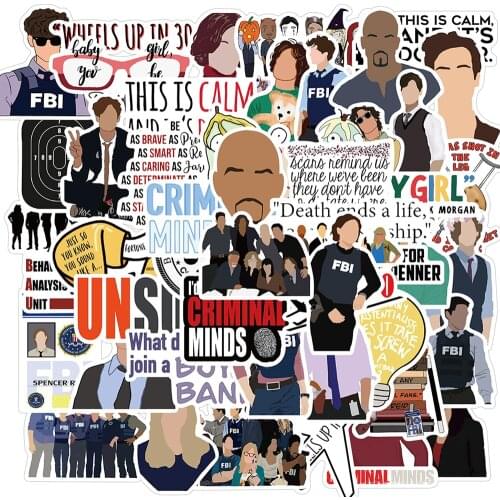 50PCS TV Show Criminal Minds Stickers DIY Motorcycle Luggage Phone Guitar Skateboard Cool Sticker Decals Joke Kid Classic Toys