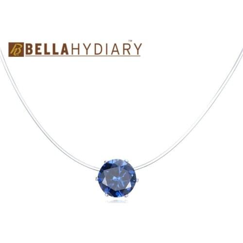 Trendy Round Rhinestone Choker Necklaces Transparent Fishing Line Necklace Invisible Chain Necklaces Pendants Collier