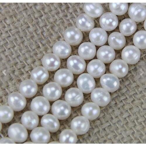 Unique Pearls jewellery Store 5mm AA White Potato Genuine Freshwater Pearl Loose Beads One Full String DIY Jewelry Material LS08