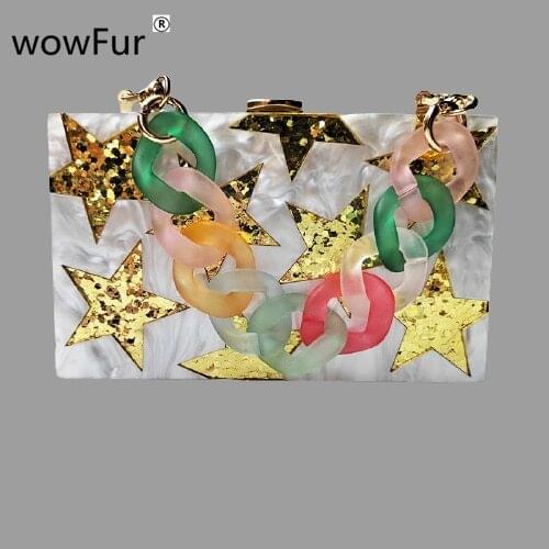 Lady Star Shape PVC Women Handbag Small Capacity Casual Shoulder Messenger Bags Ladies Purse Acrylic Box Clutches Bags Wallet