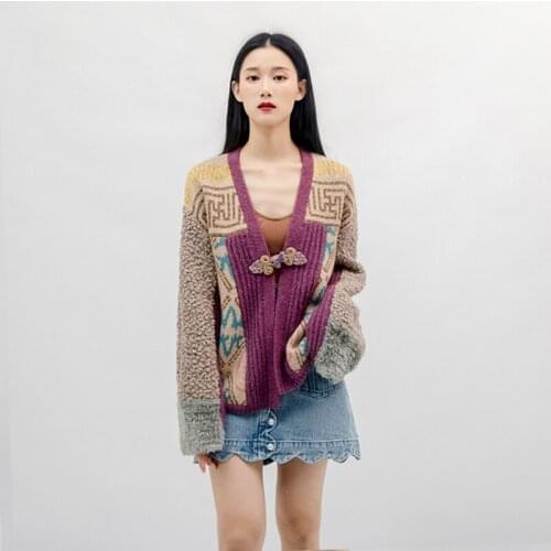 Winter Women Vintage Cardigan Warm Knitted Sweater Jacket Casual Korean Clothes Indie Folk Oversize Ladies Tops Outwear Coats Za