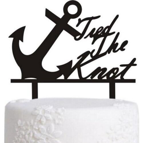100pcs/lot Creative ships anchor design Acrylic Wedding inserted card Wedding Cake Topper Party Cake Decorations