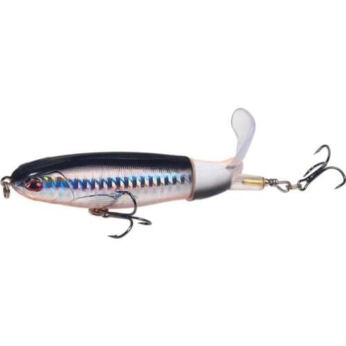 11cm/15g Topwater Fishing Lure Artificial Bait Hard Plopper Soft Rotating Tail Fishing Lure Tackle Geer Pesca