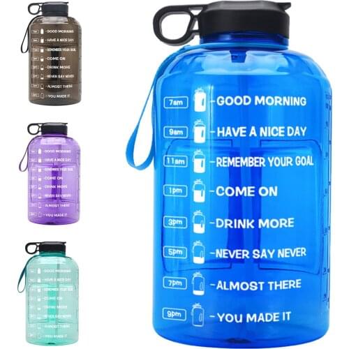 3.78L Large Capacity Water Bottle Non-Slip Handle Portable Leakproof Bottle Outdoor Sports Fitness Kettle With Time Marker