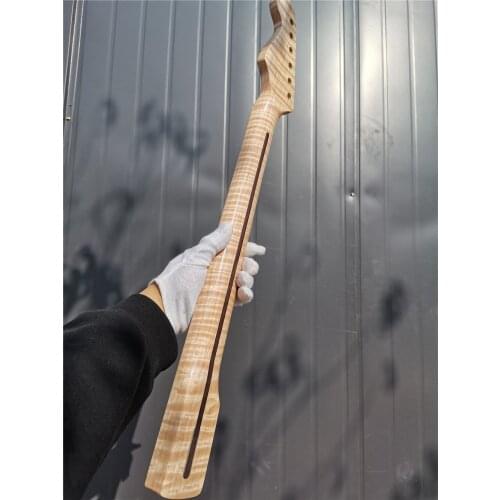 #36 New one 21 fret One Good Unfinished electric guitar neck flam tiger maple made and maple fingerboard