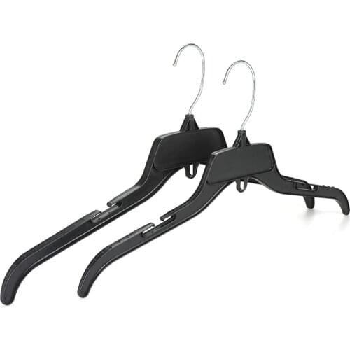 484 Recycled Black Plastic Hangers With Rotating Metal Hook And Notches For Straps Great For Shirts Tops Dresses 17-Inch