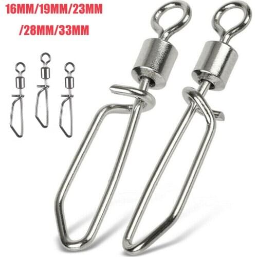 50PCS Fishing Hook Connector Pin Bearing Rolling Swivel Snap Pins Swivels Tackle Hooked Snap Swivel Fishing Tackle Accessories
