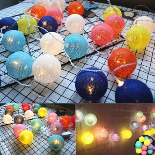 6cm Cotton Ball Fairy Lights Wall String Lights For Kids Bedroom Decor Party Wedding Romantic Decorations Lamp Battery