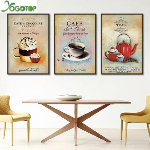 Diy diamond painting Abstract Decoration Kitchen 3d embroidery Picture Nordic Vintage Modern Minimalist Coffee Dessert ML865