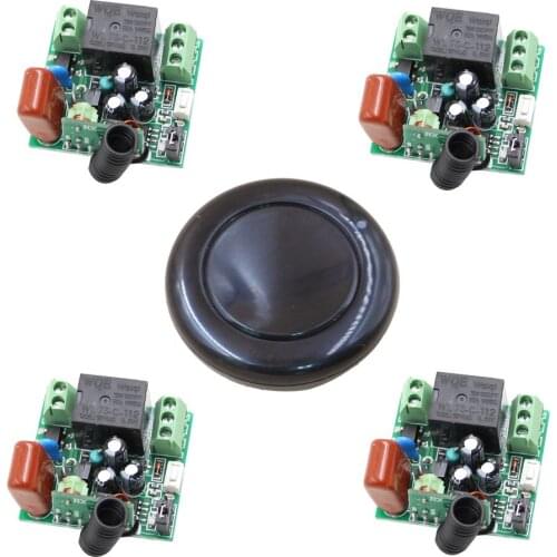 Wireless Remote Control Switch System AC220V RF Remote Controller Switch 1CH 10A Mini Relay 4 Receiver & Transmitter 315/433Mhz