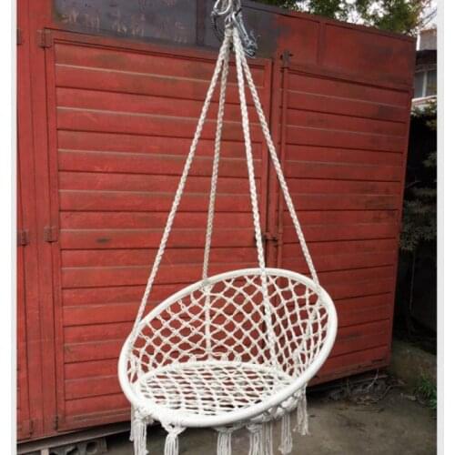 Safe Leisure Hammock Portable Nordic Style Round Hanging Chair Outdoor Swing Rope Indoor Bar Garden Hanging Bed Dormitory Seat