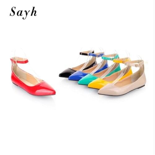 Mary Jane Sweet Lolita Women Flats Ankle Strap Sandals Shoes Candy Color Patent Leather Casual Shoes Girls Single Shoes