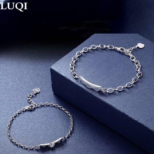 Fashion Mens and Womens S925 Silver Plated Platinum Personality Geometric Faceted Rhombus Couple Bracelets S38