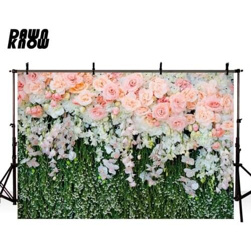 DAWNKNOW Floral Wall Photography Background Valentine’s Day Flower Photographic Backdrop Wedding Celebration Photocall GY353