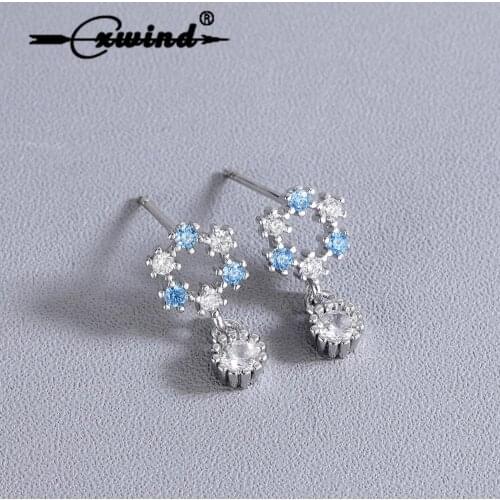 Cxwind Fashion Lovely Waterdrop Earrings Zircon Crystal Loop Flower Stud Earring for Girl Jewelry boucle d'oreille femme 2019