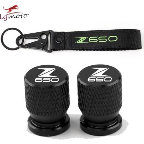 For Kawasaki Z 650 Z650 Newest Motorcycle Accessories Wheel Tire Valve Stem Caps Cover&Embroidery Key Hold Ring Chain Keychain