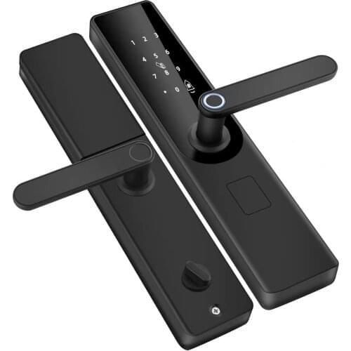 Electronic Door Lock Aluminum Alloy Fingerprint Password Magnetic Card Mechanical Key Touch to Start Smart Lock