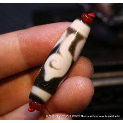 Energy Power Tibetan Old Agate Cinnabar Dots 4 Rain Drop Triton dZi Bead Amulet Timestown UPD22