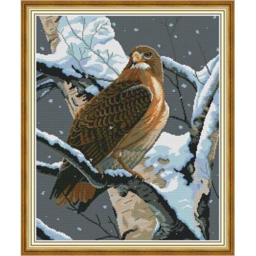 The falcon in the tree cross stitch kit aida 14ct 11ct count print canvas cross stitches needlework embroidery DIY handmade