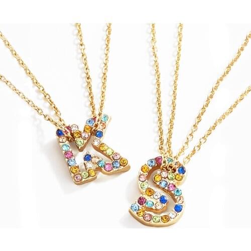 Gosun Fashion Alloy Diamond Set Pendant Alphabetic Necklace For Women With Collarbone Chain Custom Alphabetic Gift For Girls