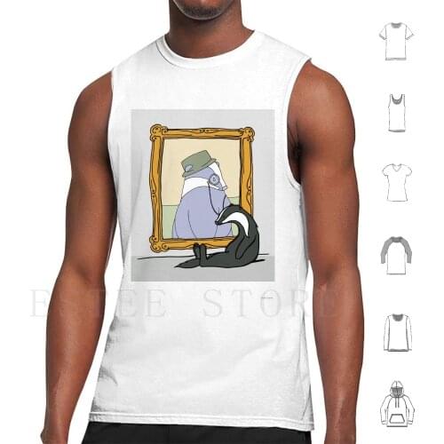 Sad Badger Sitting Next To A Purple Portrait Tank Tops Vest Cotton Badger Badgers Sad Badger Badger Lover Portrait Fancy