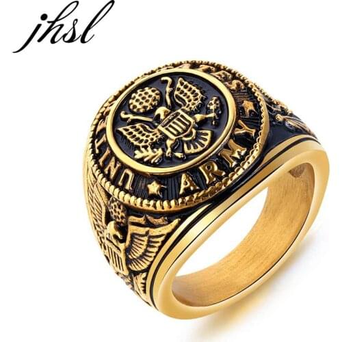 JHSL Vintage Big Large Men Eagle Rings Gold Silver Color Titanium Steel Party Gift Fashion Jewelry Size 7 8 9 10 11 12