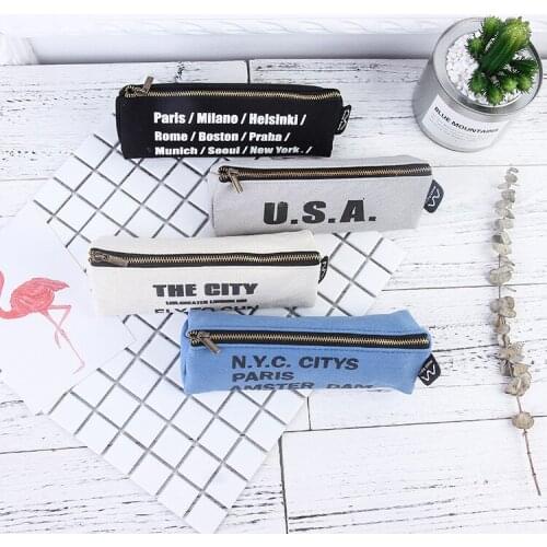 4PCS Stationery MH1702-262 City Memory Triangle Pencil Bag