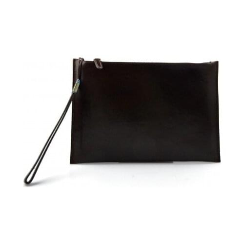Leather pouch dark brown leather zipped bag big leather clutch zipper pouch leather zipper
