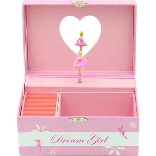 Creative Music Box Gift Wooden Desktop Ornament Ballet Girl Miniature Music Box Creative Classic Home Decor with Mirror