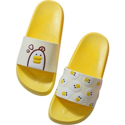 Cartoon Slides Summer Women Soft Sole Home Slippers Outdoor Beach Open Toe Flat Flip Flops Sandals Cute Duck Couple Unisex Shoes