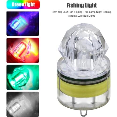 4cm 18g LED Fish Finding Trap Diamond Flash Lamp Freshwater Night Sea Fishing Attracts Lure Bait Lights Outdoor Fishing Tools