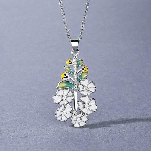 CIZEVA Cute Flower Necklace for Women Luxury 925 Silver Weater Neckalce Bohemia Jewerlry Handmade Expoy Fine Jewelry Ladies Gift
