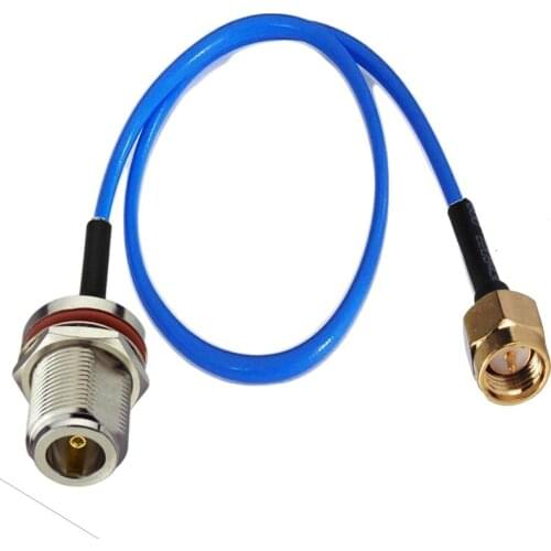 N Female O-ring Bulkhead to SMA Male .141" RG402 Semi Rigid Coax Cable 50cm 1m 3m 5m 10m