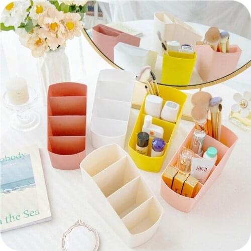 Remote Control Container Desktop Makeup Brush Organizer 4-Compartment Stationery Storage Box Pen Holder Sundries Organizer