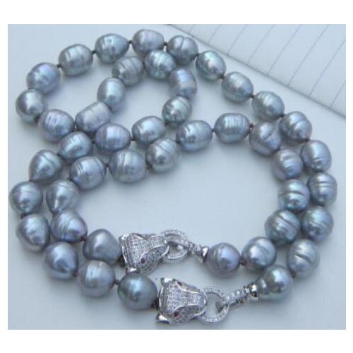 NWE 11-12mm natural south seas silver gray pearl necklace 18inch adn bracelet set