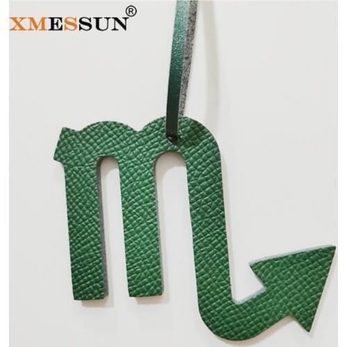 New Charm 12 Zodiac Scorpio Horoscope Constellation Keychain Pendant Women Backpack Bag Charm Fashion Genuine Leather Charm Ins