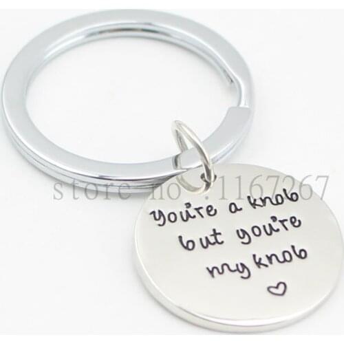 2016 new arrive Hand Stamped necklace &chainkey"You're a knob but you're my knob"Gifts for Him Anniversary Gift Valentines Day
