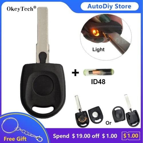 Okeytech Transponder Remote Car Key Shell For VW Volkswagen SKODA Polo Golf SEAT Ibiza Leon Octavia With ID48 Chip&Battery HU66