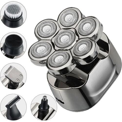 Rechargeable 6 IN 1 Electric Shavers for Men Cordless Wet Dry Rotary Shaver Multifunctional Electric Razor for Men Grooming Kit