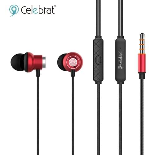 Celebrat D5 Metal wired Earphone Sport in ear Hifi bass stereo headset for note 9s fone de ouvido auricular