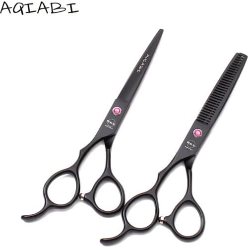 Left-Hand A8001 5.5'' AQIABI Black Professional Human Hair Scissors Hairdressing Cutting Shears Salon Barbers Thinning Scissors
