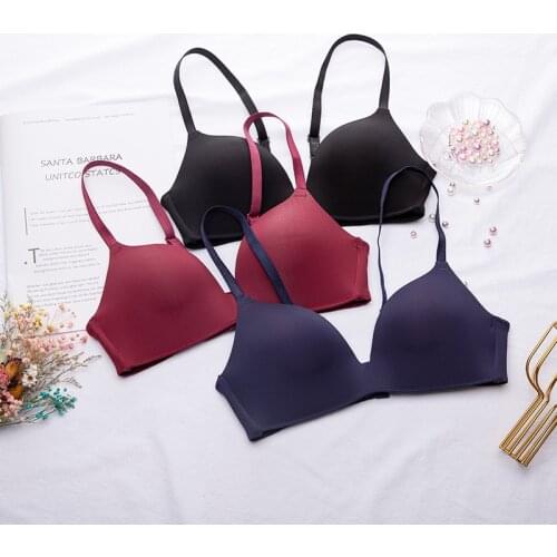 Sexy Glossy Bra Push Up Women Bra Breathable A B Cup Bralette Seamless Gather Brassiere Solid Lingerie Lady Underwear