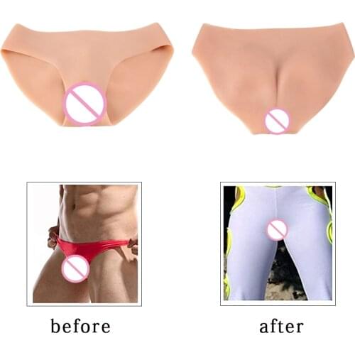 Upgrade Silicone Realistic Vagina Panties Shemale Crossdresser Pussy Pants Transgender Artificial Sex Fake Underwear Lift Hip