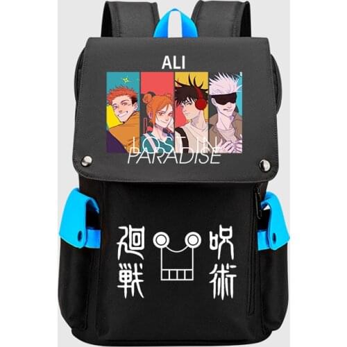 Jujutsu Kaisen USB Port Book Bag Backpack Zipper Rucksack Anime Student School Computer Bag Travel Mochila